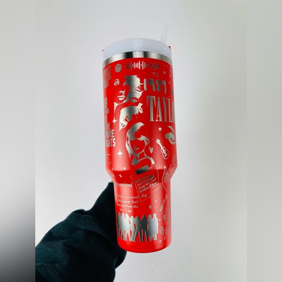 Stanley 40oz Tumbler Red Lava Tylor Swift Engraved - Picture 8 of 9